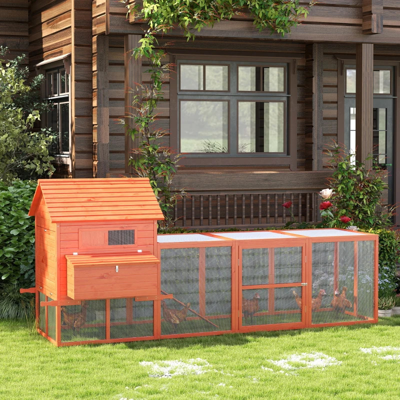 PawHut 145 Inch Wooden Chicken Coop with Nesting Box