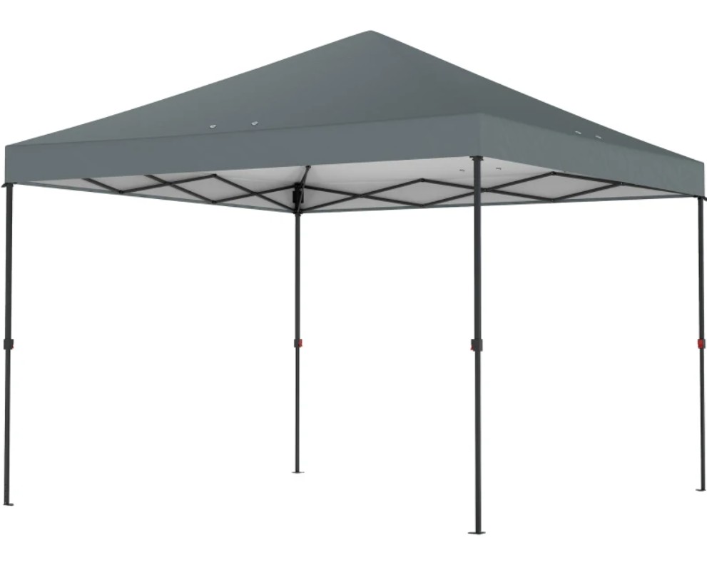Outsunny 10 x 10 Foot Pop Up Canopy Tent with One Push Setup and Roller Bag