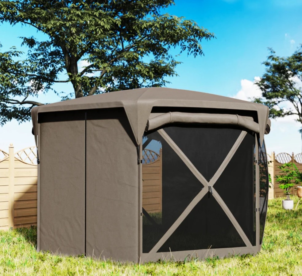 Outsunny 11 x 11 Foot Pop Up Gazebo Screen Tent with Removable Roof Cover
