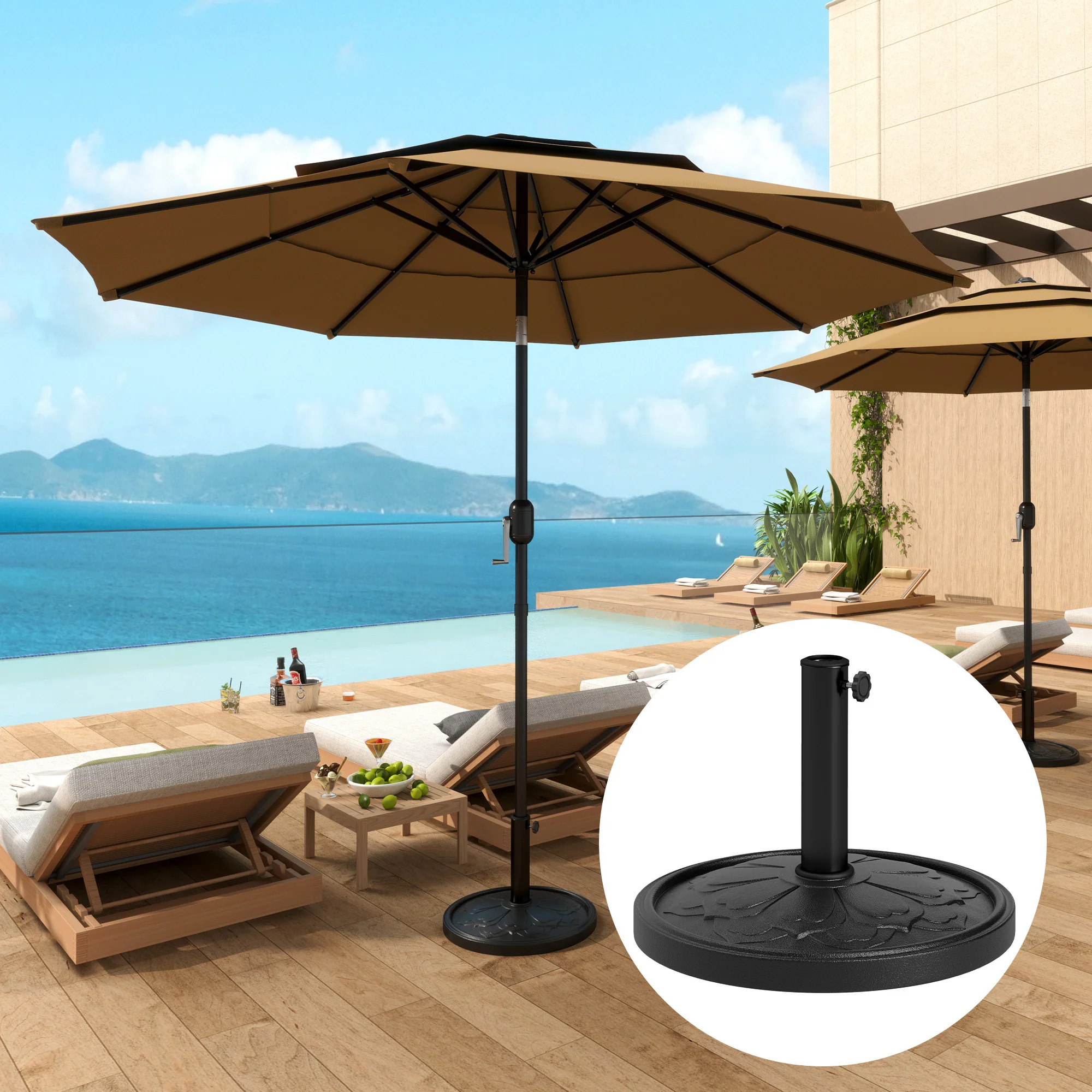 Outsunny Round Resin Patio Umbrella Base