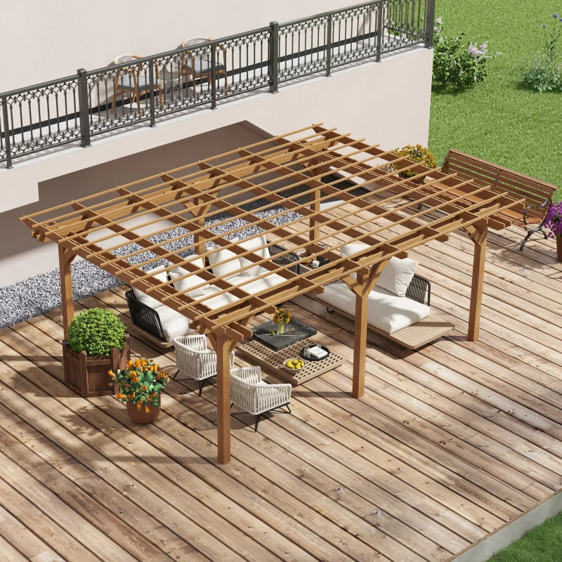 Outsunny 12 x 16 Foot Outdoor Wooden Pergola with Grape Trellis