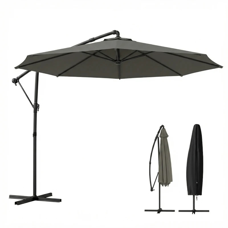 Outsunny 10 Foot Offset Patio Umbrella with Cover