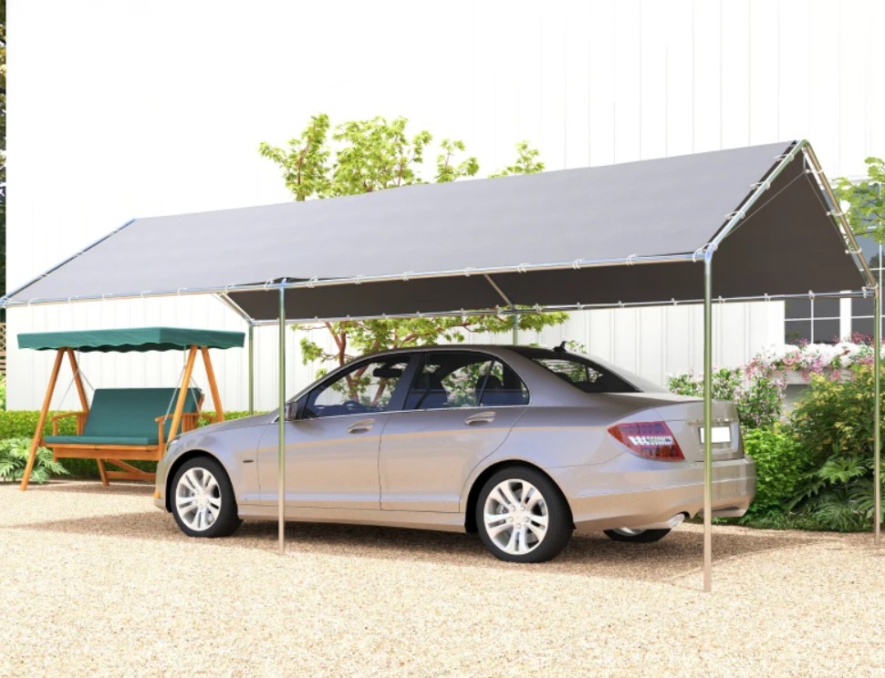 Outsunny 10 x 20 Foot Heavy-Duty Galvanized Steel Car Canopy