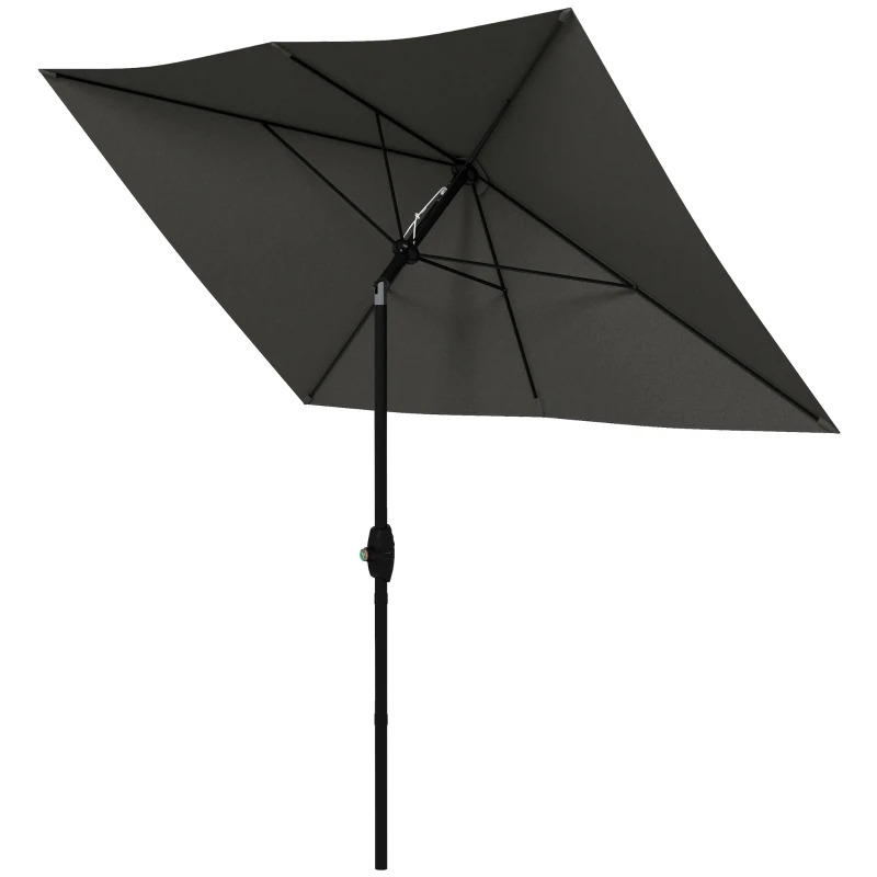 Outsunny 6 1/2 x 10 Foot Rectangular Market Umbrella with Crank and Push Button Tilt