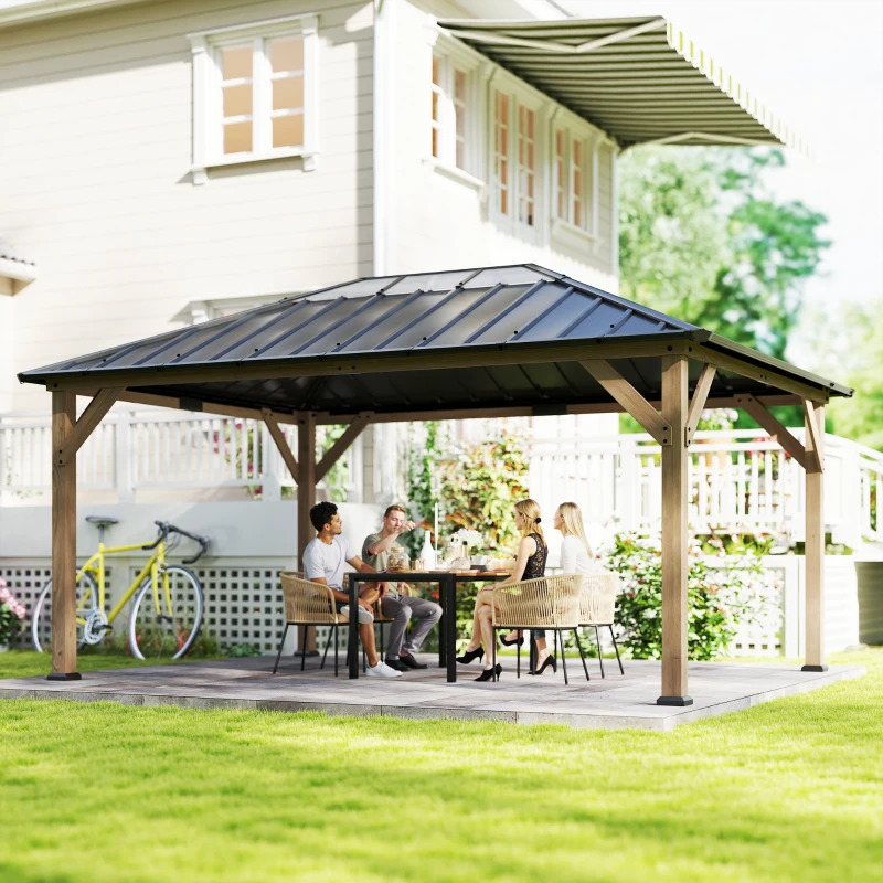 Outsunny Foot 761V00LG Hardtop Gazebo with Galvanized Steel Roof