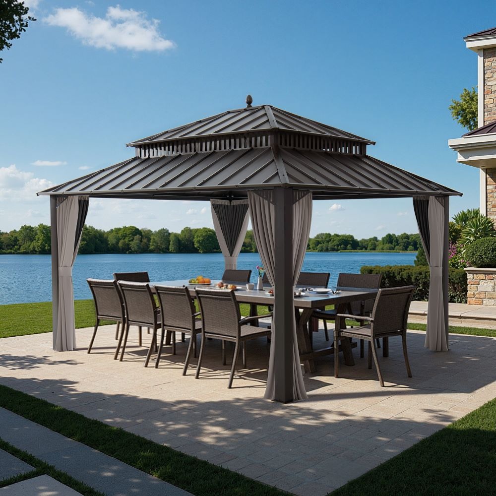 Sunjoy 14 x 12 Foot Kingston Extra-Tall Steel Hardtop Gazebo