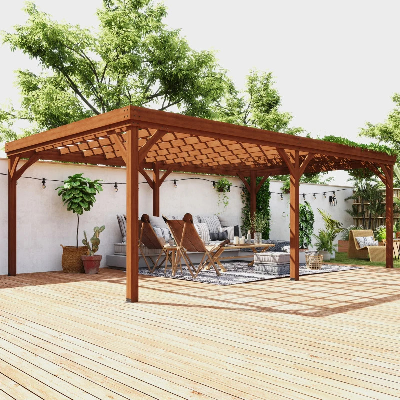 Outsunny 12 x 20 Foot Outdoor Wooden Pergola