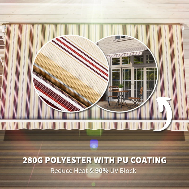 Outsunny 10 x 8 Foot Manual Retractable Sun Shade Patio Awning