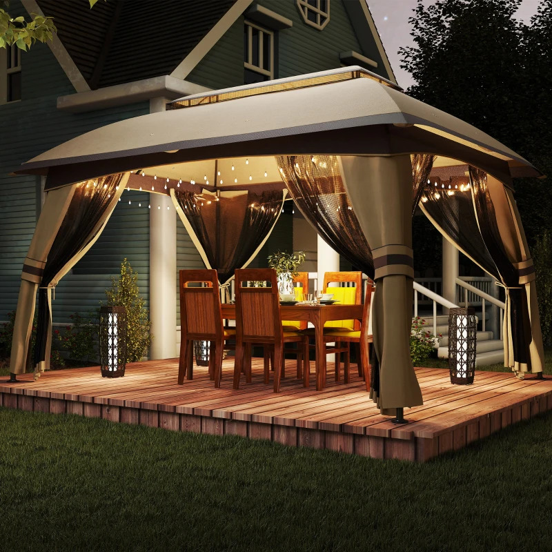 Outsunny 10 x 13 Foot Outdoor Vented Roof Gazebo with Netting