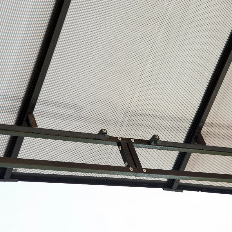 Outsunny 10 x 12 Foot Brown and Off-White Hardtop Gazebo Canopy
