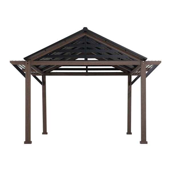 Sunjoy 13 Foot Square Kinzie Hardtop Pergola Awning Gazebo