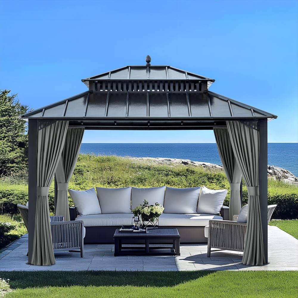 Sunjoy 12 x 10 Foot Kingston Extra-Tall Steel Hardtop Gazebo