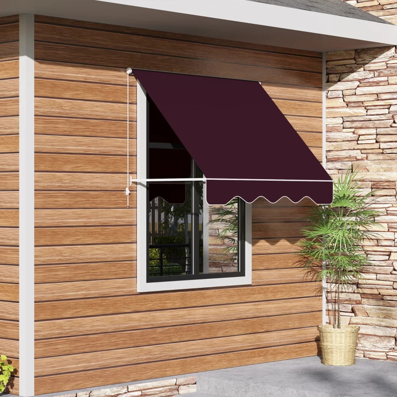 Outsunny 6 Foot Manual Drop-Arm Retractable Window Awning
