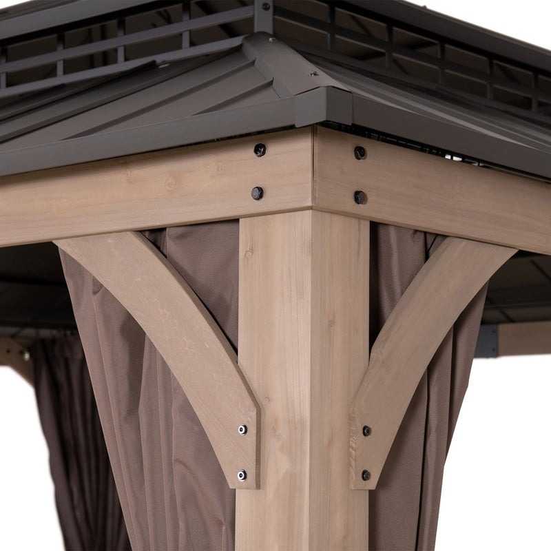 Sunjoy 11 x 13 Foot San Marino Steel and Cedar Hardtop Gazebo