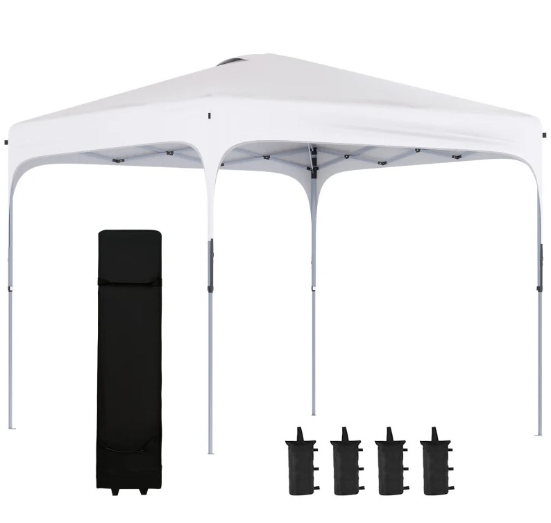 Outsunny 10 x 10 Foot Pop Up Canopy Tent with Wheeled Carry Bag