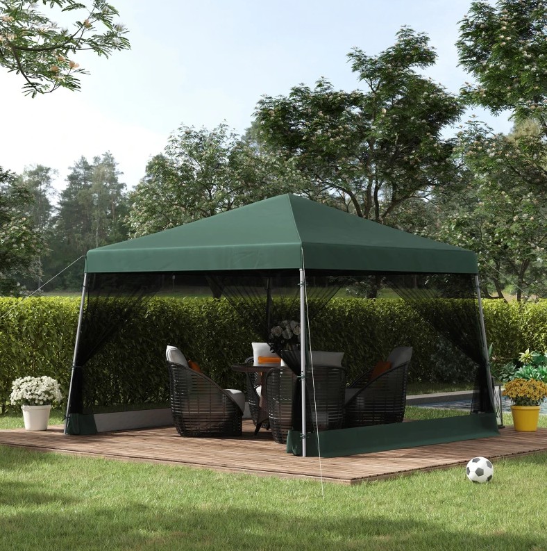 Outsunny 12 x 12 Foot Slant Leg Pop Up Canopy with Net Walls