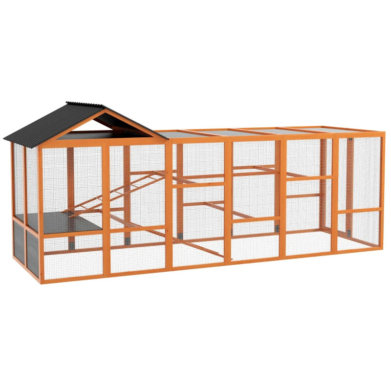 PawHut 142 Inch Wooden Chicken Run