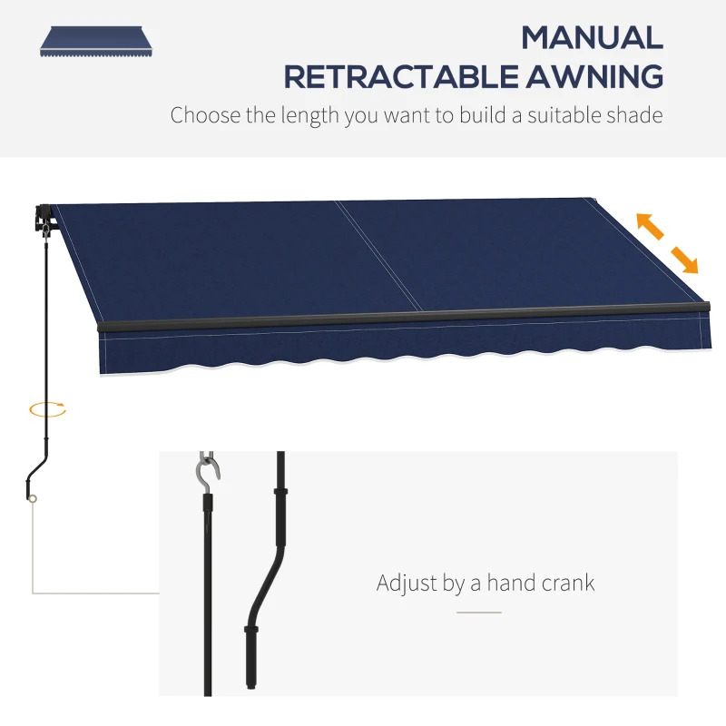 Outsunny 10 x 8 Foot Retractable Sunshade Awning