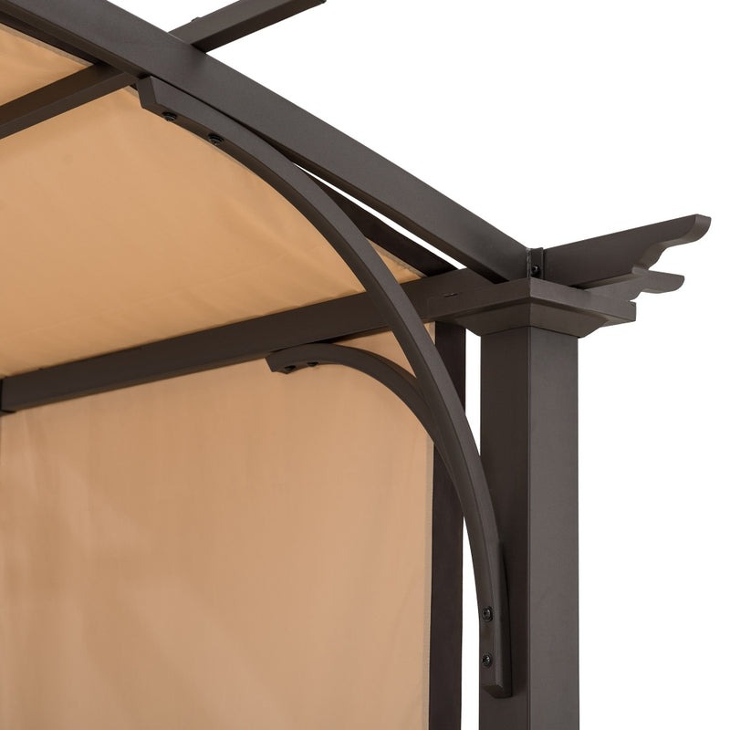 Sunjoy 9 1/2 x 11 Foot Arched Steel Pergola with Adjustable Shade