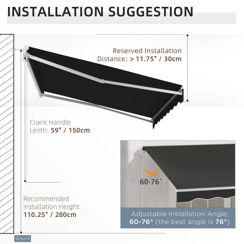 Outsunny 10 x 8 Foot Electric Remote Control Retractable Awning