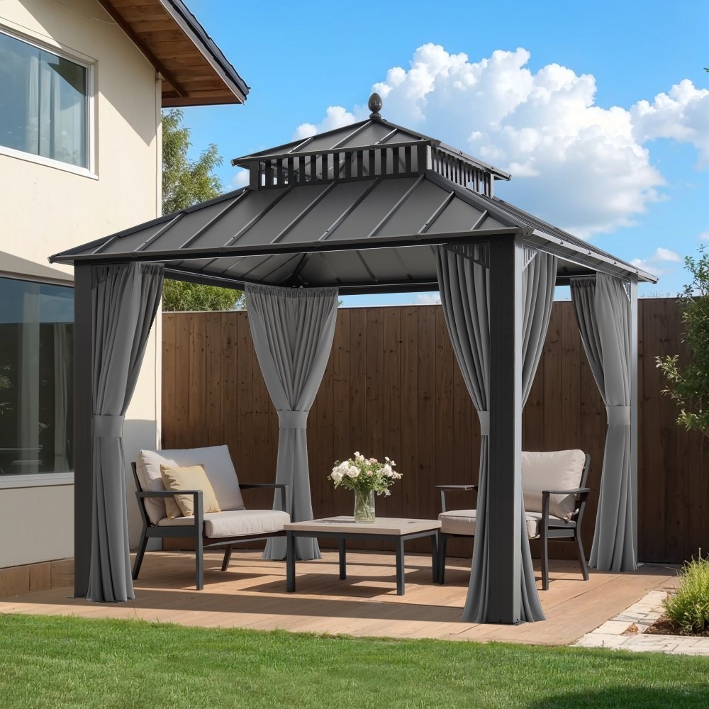 Sunjoy 10 x 10 Foot Kingston Extra-Tall Steel Hardtop Gazebo