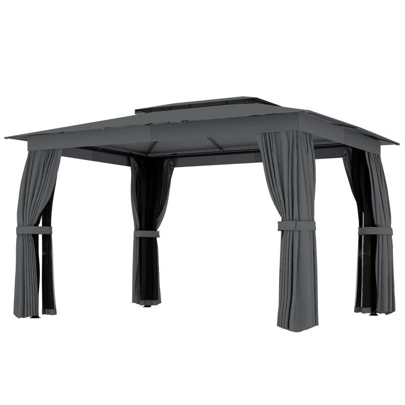 Outsunny 10 x 12 Foot Soft Top Outdoor Patio Gazebo with Curtains