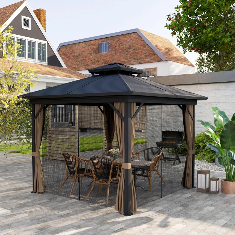 Outsunny 10 x 10 Foot Hardtop Gazebo with Aluminum Frame