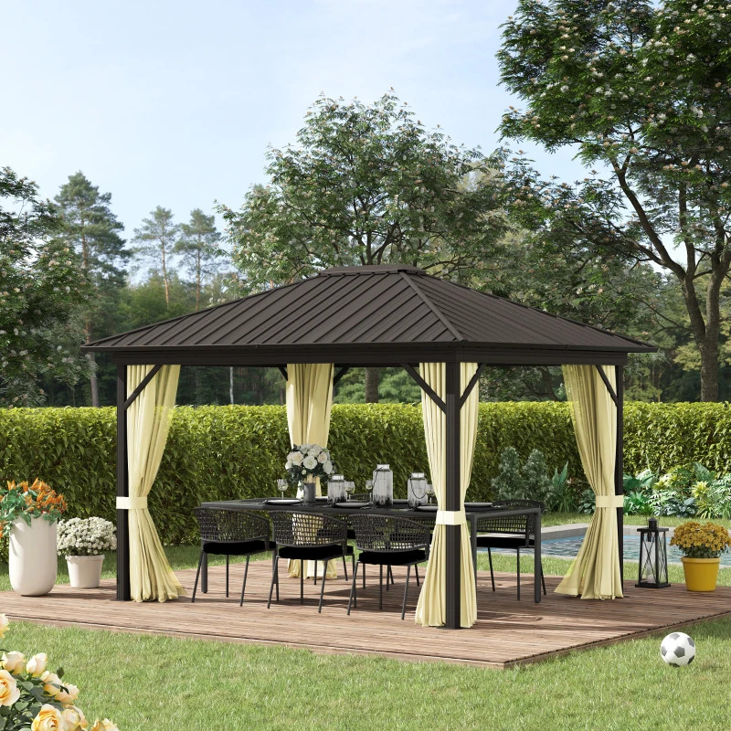 Outsunny 10 x 12 Foot 095 Hardtop Gazebo with Curtains and Netting