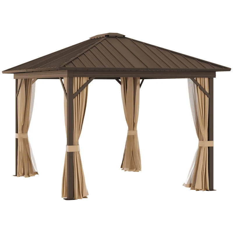 Outsunny 10 x 12 Foot 095 Hardtop Gazebo with Curtains and Netting