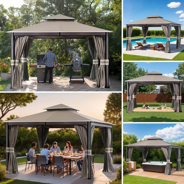 Sunjoy 11 x 13 Foot Roberts Soft-Top Patio Gazebo