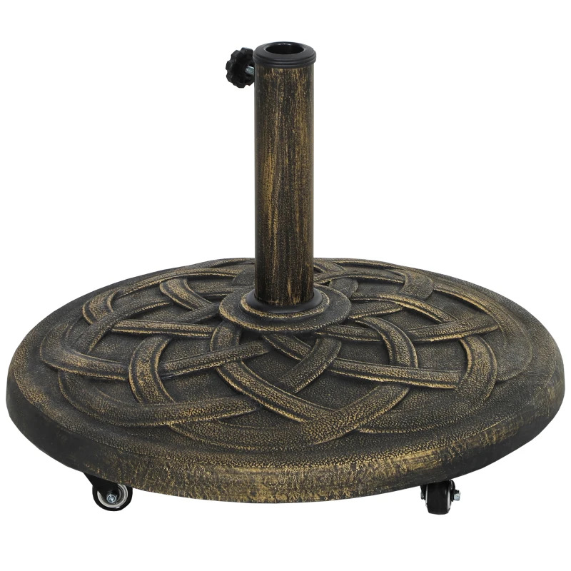 Outsunny Round 371V00BK Resin Patio Umbrella Base with Wheels