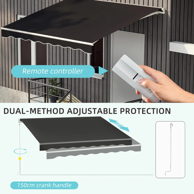 Outsunny 10 x 8 Foot Electric Remote Control Retractable Awning