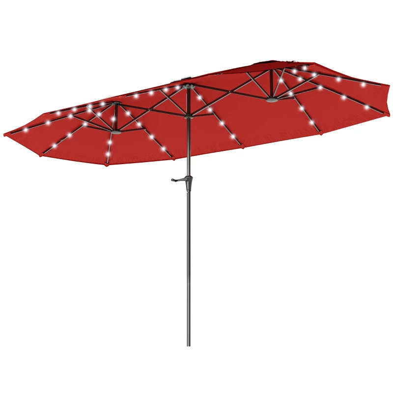 Outsunny 13 Foot Double-Sided Market Umbrella with Solar Lights
