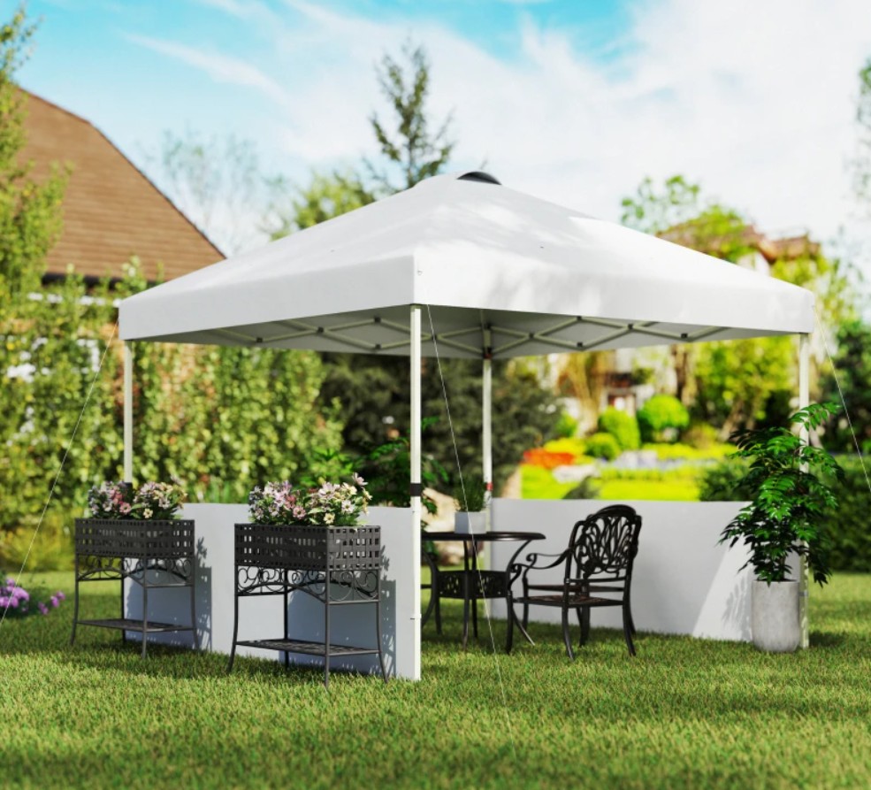 Outsunny 10 x 10 Foot Pop Up Canopy Tent with 2 Half-Sidewalls