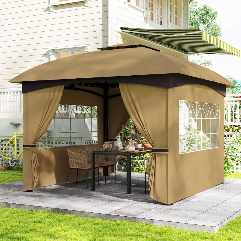 Outsunny 11 x 11 Foot Outdoor Gazebo with Curtains