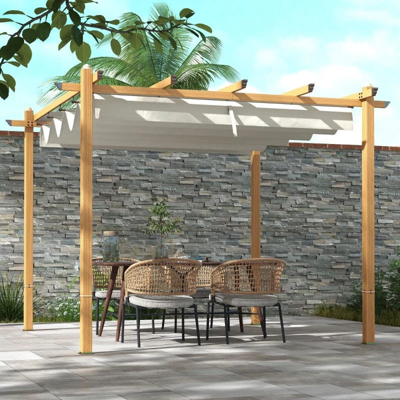 Outsunny Retractable Aluminum Pergola Canopy