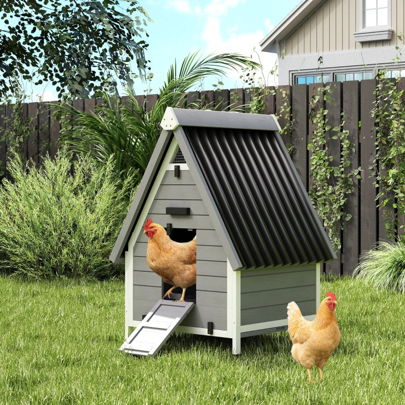 PawHut 31 Inch Classic-Style Wooden Chicken Coop with Nest Box and Roost Bar