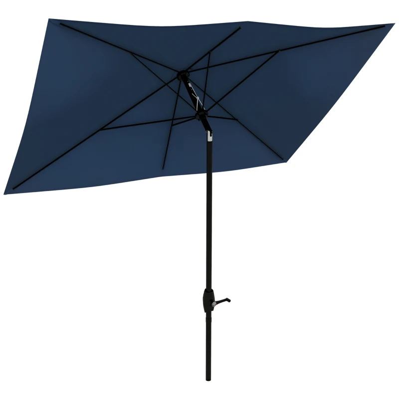 Outsunny 6 1/2 x 10 Foot Rectangular Market Umbrella with Crank and Push Button Tilt