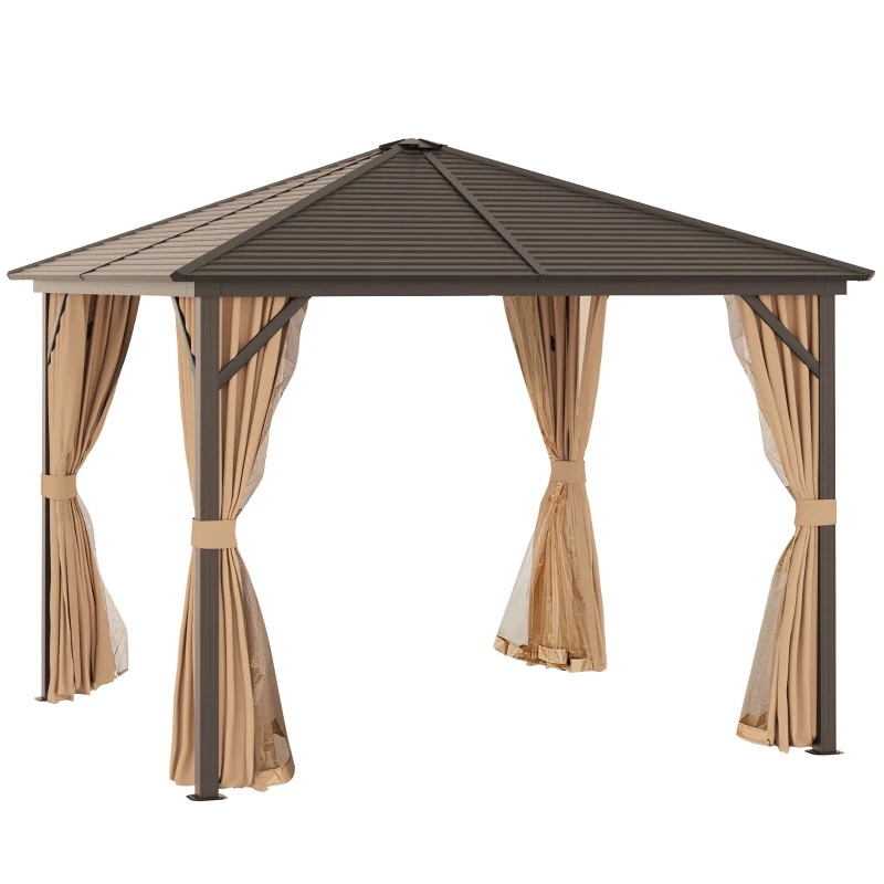 Outsunny 10 x 10 Foot Hardtop Gazebo Canopy with Galvanized Steel Roof