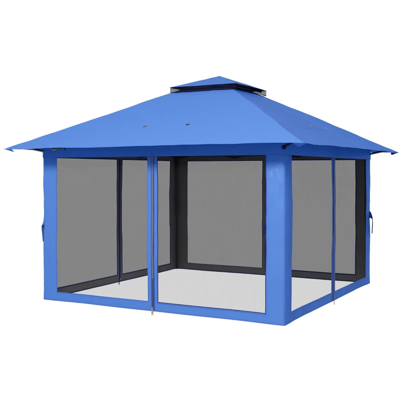 Outsunny 13 x 13 Foot Pop Up Gazebo with 2-Tier Roof