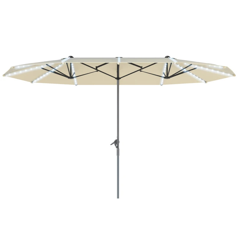 Outsunny 15 Foot Double-Sided Market Umbrella with Solar Lights