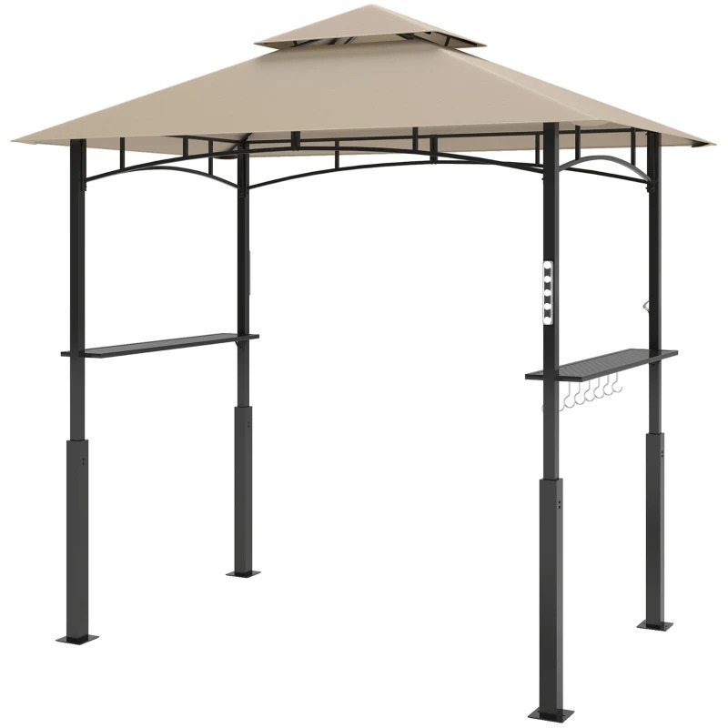 Outsunny 8 x 5 Foot Outdoor Grill Gazebo with LED Lights