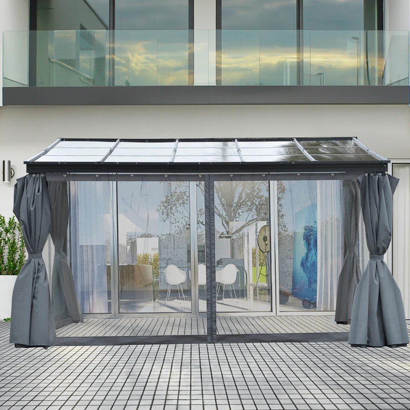Outsunny 10 x 13 Foot Patio Gazebo with Sloping Polycarbonate Roof