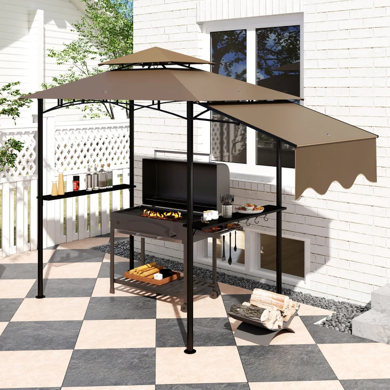 Outsunny 8 x 5 Foot 636V00 Outdoor Grill Gazebo with Side Awning