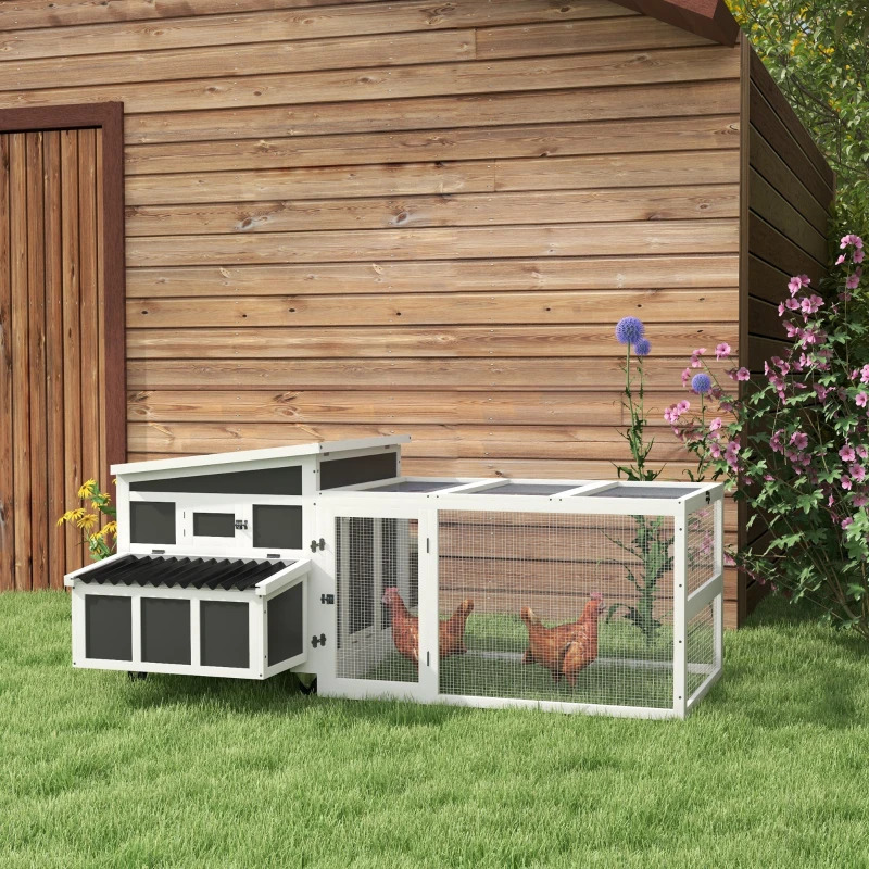 PawHut 87 Inch Wooden Chicken Coop with Nesting Box and Lifting Roof
