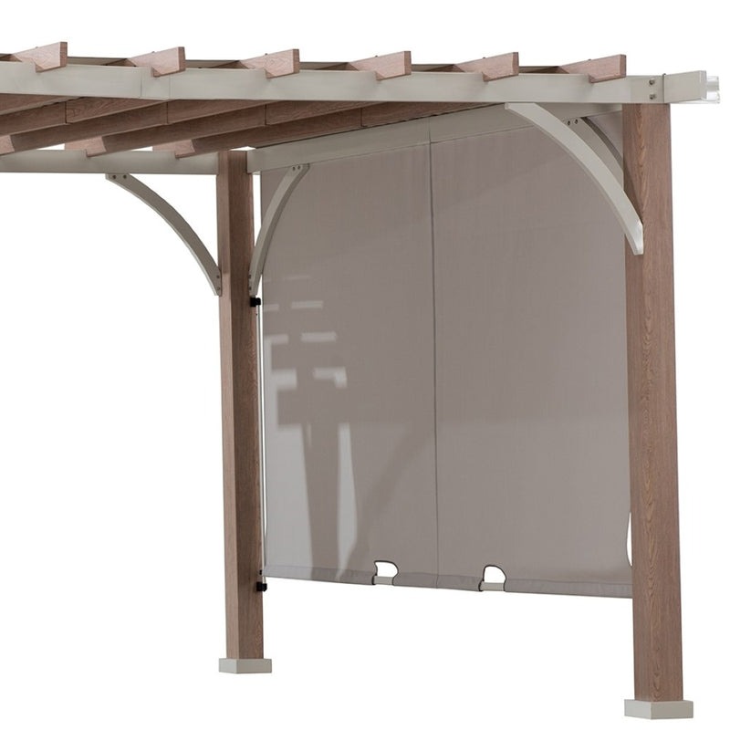 Sunjoy 12 x 14 Foot Delrey Sliding Shade Wood-Look Steel Pergola