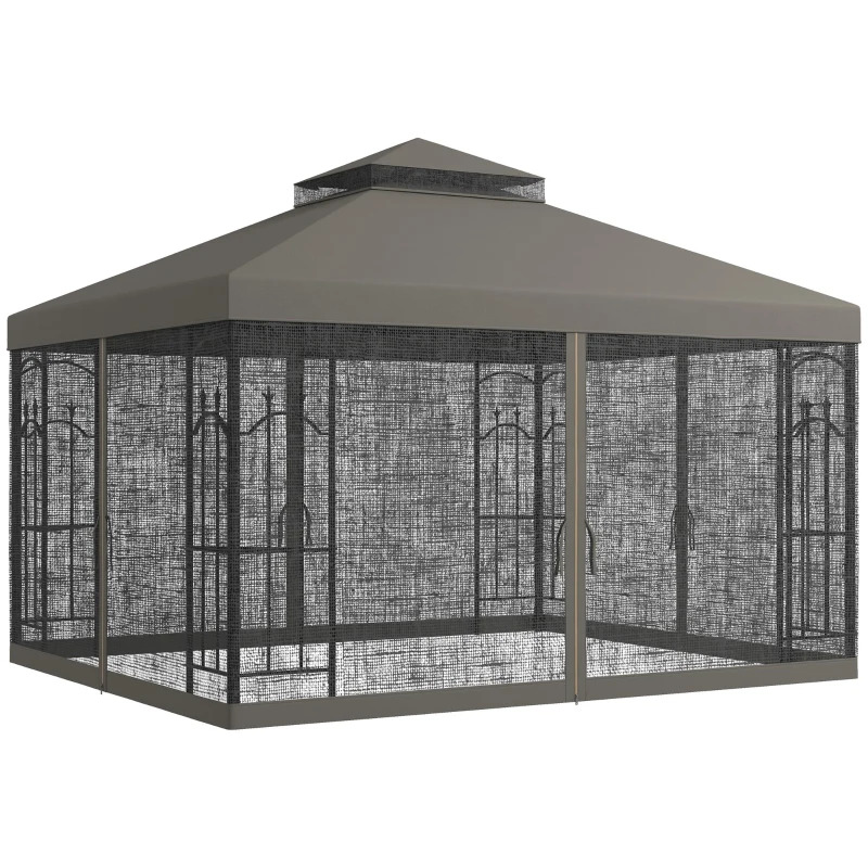 Outsunny 10 x 12 Foot Patio Gazebo with Corner Frame Shelves