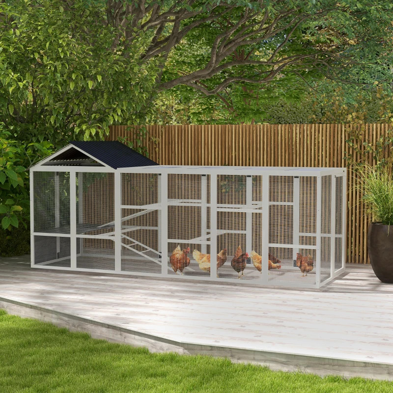 PawHut 142 Inch Wooden Chicken Run