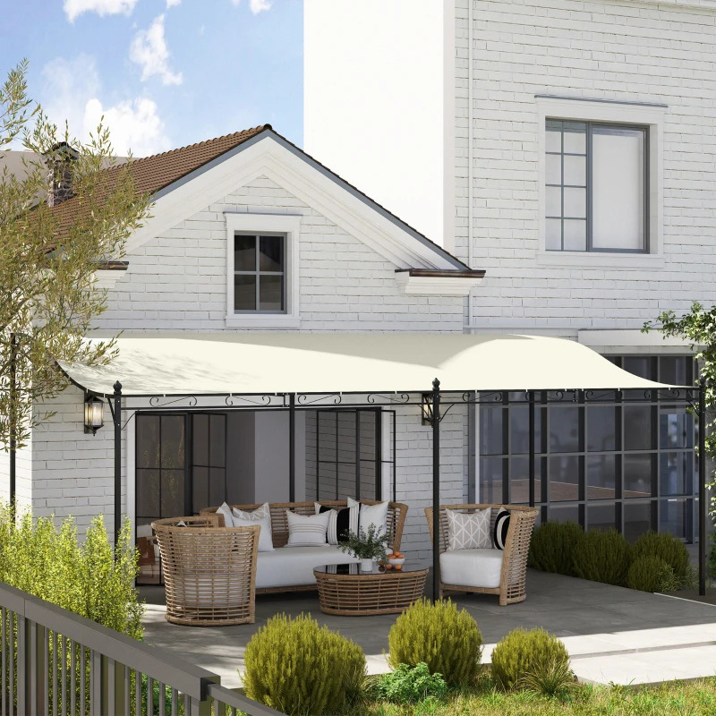 Outsunny 10 x 20 Foot Wall-Mounted Outdoor Pergola Canopy