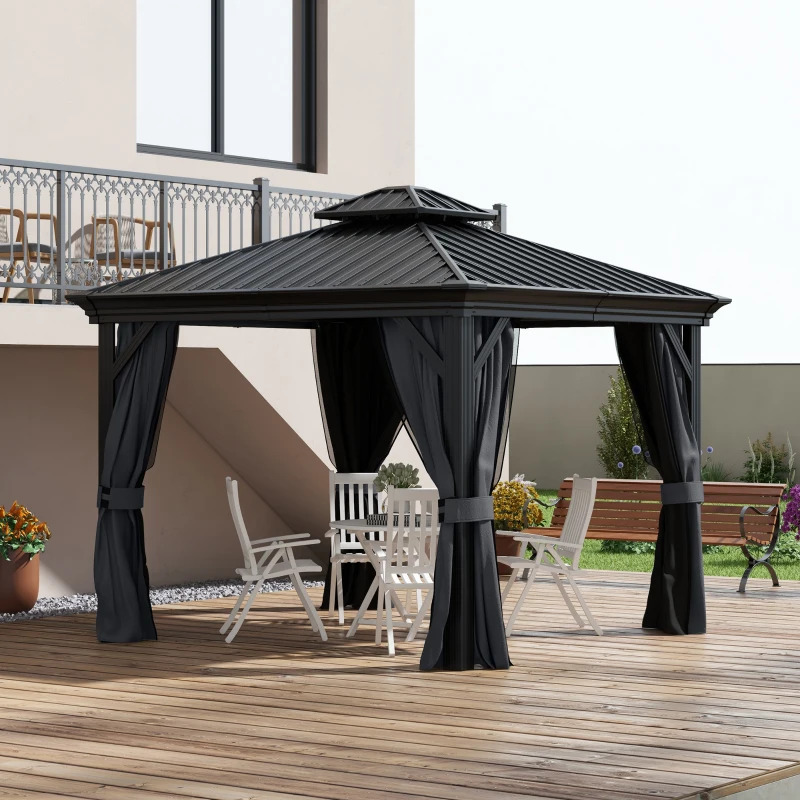 Outsunny 10 x 12 Foot Hardtop Pavilion Gazebo